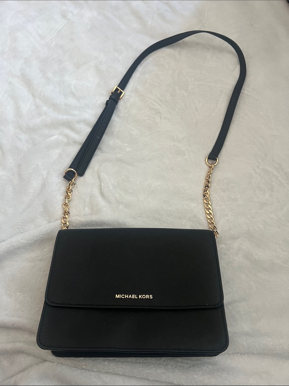 Michael Kors Black Crossbody Bag with Gold Chain Strap